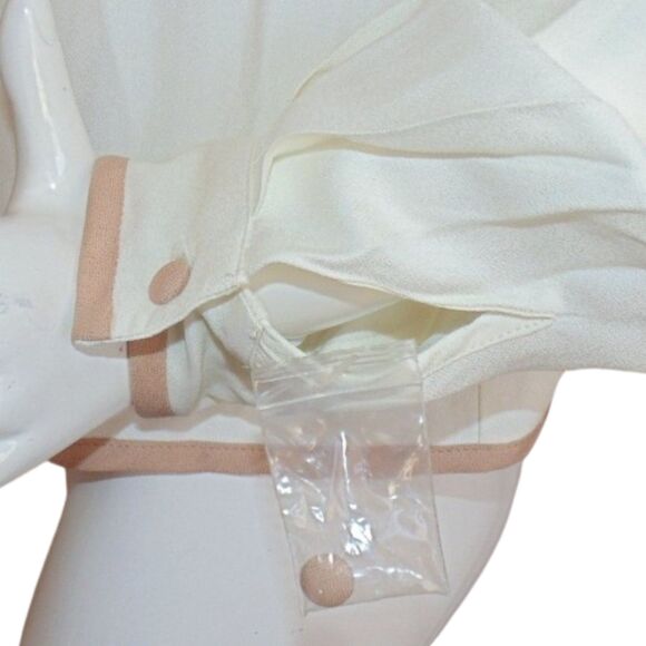 BEDFORD FAIR Shirt-jacket, L, Off-white/Camel trim, Buttons, Long sleeve - Picture 6 of 12